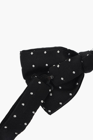 Polka Dot Patterned Silk Bow Tie