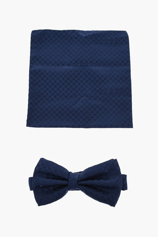 CC COLLECTION Jacquard Silk Pocket Square and Bow Tie Set