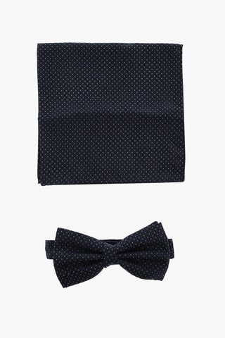 CC COLLECTION Polka Dot Silk Pocket Square and Bow Tie Set