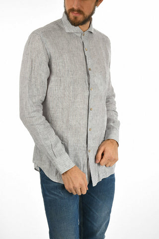 ID Linen Shirt with Micro Houndtooth Motif