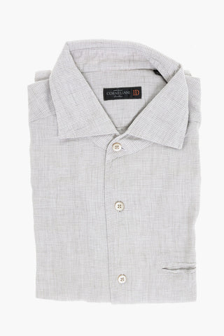 ID Linen Shirt with Micro Houndtooth Motif