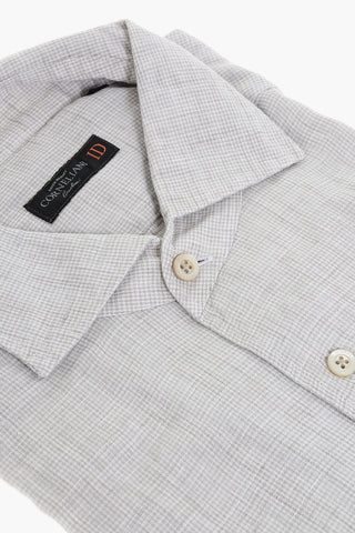 ID Linen Shirt with Micro Houndtooth Motif