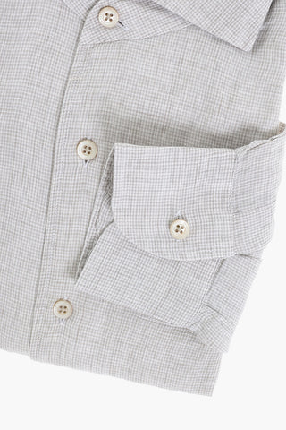 ID Linen Shirt with Micro Houndtooth Motif