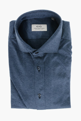 CC COLLECTION Cotton Jersey Shirt with Standard Collar