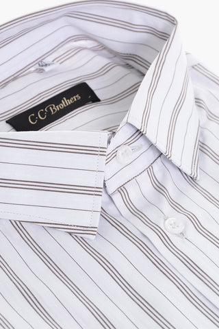 CC BROTHERS Cotton Shirt with Balanced Stripe Motif