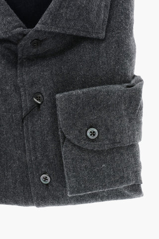 Cotton Flannel Shirt with Standard Collar