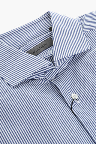 Camicia in Popeline a Righe con Collo Francese