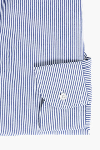 Camicia in Popeline a Righe con Collo Francese