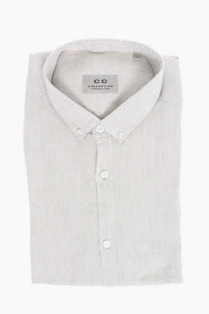 CC COLLECTION Camicia in Lino con Collo Button-Down