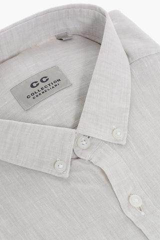 CC COLLECTION Camicia in Lino con Collo Button-Down