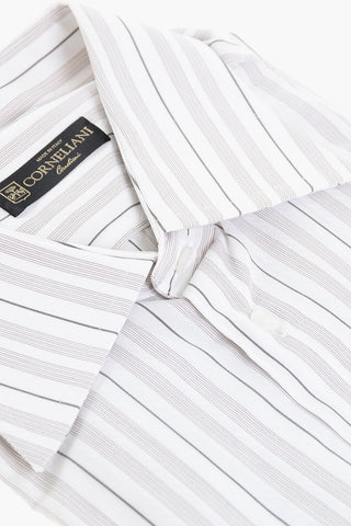 Cotton Shirt with Balanced Stripe Motif