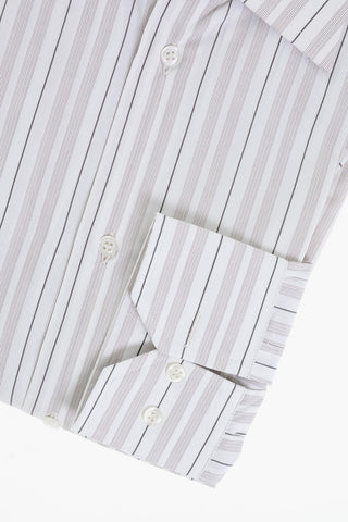 Cotton Shirt with Balanced Stripe Motif