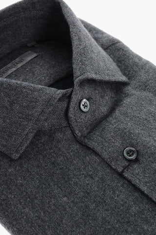 Cotton Flannel Shirt with Standard Collar