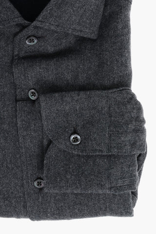 Cotton Flannel Shirt with Standard Collar