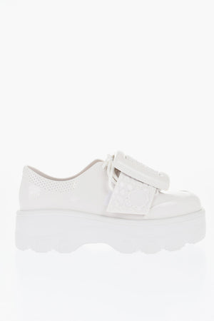 MELISSA Scarpe Derby in Gomma a Tinta Unita con Maxi Fibbia e Suola Platform 5cm