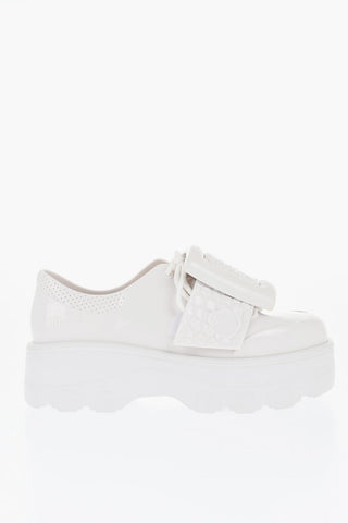 MELISSA Scarpe Derby in Gomma a Tinta Unita con Maxi Fibbia e Suola Platform 5cm