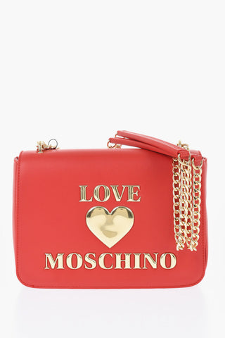LOVE Faux Leather Shoulder Bag with Golden Details