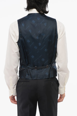 CERIMONIA ACADEMY Geometric Pattern Waistcoat with Five Buttons
