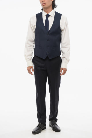 CERIMONIA ACADEMY Geometric Pattern Waistcoat with Five Buttons