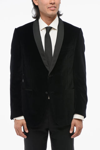 Velvet Single-Breasted ACADEMY CERIMONIA Blazer With Satin Shawl Lapel