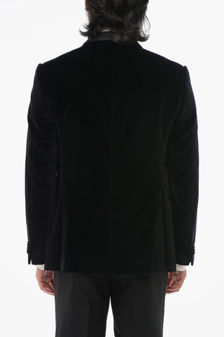 Velvet Single-Breasted ACADEMY CERIMONIA Blazer With Satin Shawl Lapel