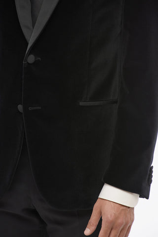 Velvet Single-Breasted ACADEMY CERIMONIA Blazer With Satin Shawl Lapel