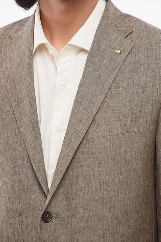 CC COLLECTION Pure Linen RIGHT Blazer with Nocth Lapel