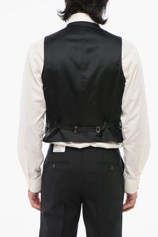 Stitches Lapel Vest with Satin Buttons