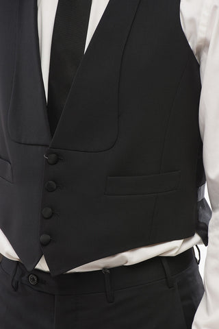 Stitches Lapel Vest with Satin Buttons