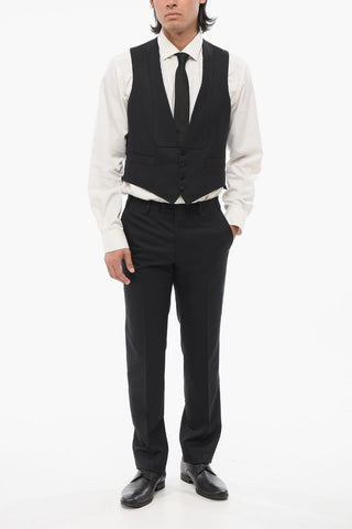 Stitches Lapel Vest with Satin Buttons