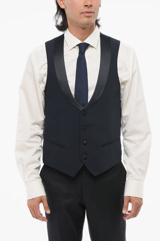CODE Virgin Wool Waistcoat with Satin Detail