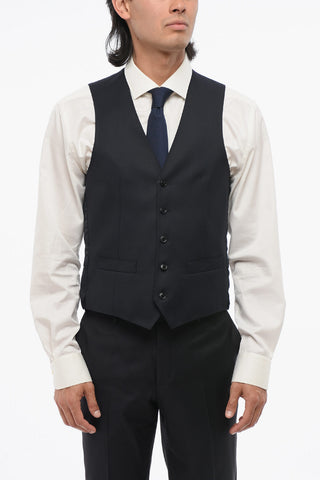 Virgin Wool Vest with Geometric Motif