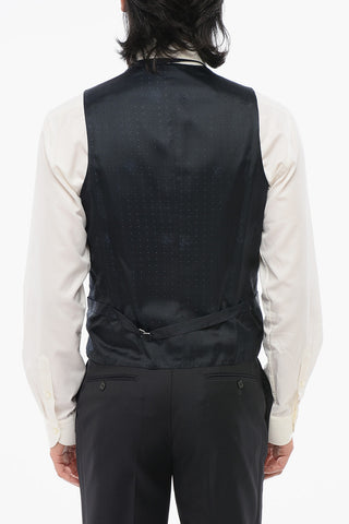 Virgin Wool Vest with Geometric Motif