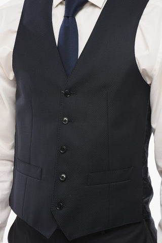 Virgin Wool Vest with Geometric Motif