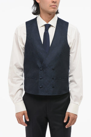 CODE Double-Breasted Waistcoat with Damask Pattern