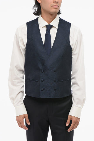 CODE Double-Breasted Waistcoat with Damask Pattern