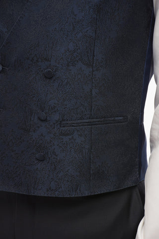 CODE Double-Breasted Waistcoat with Damask Pattern