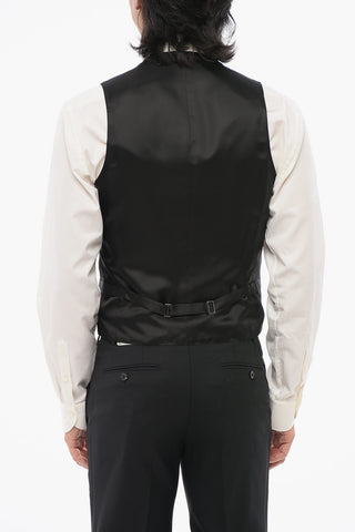 Iridescent Silk Waistcoat with Geometric Pattern