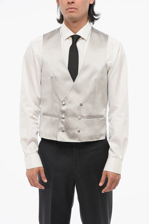 CODE Silk Double-Breasted Waistcoat With Jetted Pockets