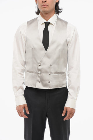 CODE Silk Double-Breasted Waistcoat With Jetted Pockets