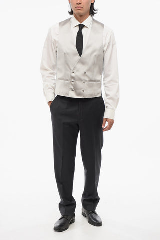 CODE Silk Double-Breasted Waistcoat With Jetted Pockets
