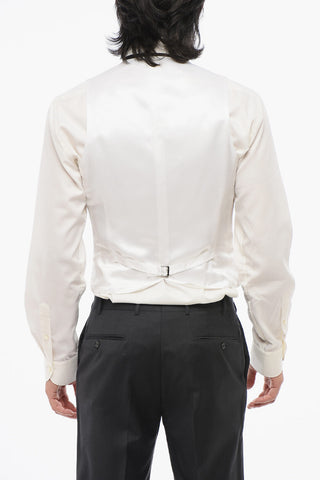 CC COLLECTION 5-Button Waistcoat with Polka Dot Pattern and Welt Pockets