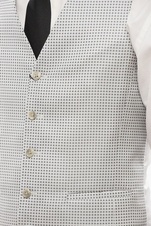 CC COLLECTION 5-Button Waistcoat with Polka Dot Pattern and Welt Pockets