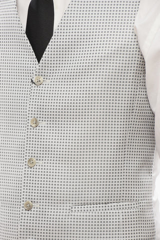 CC COLLECTION 5-Button Waistcoat with Polka Dot Pattern and Welt Pockets