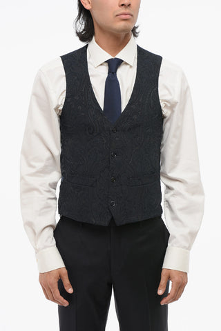 Damask Pattern Waistcoat with Welt Pockets