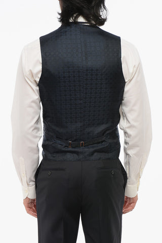 Damask Pattern Waistcoat with Welt Pockets