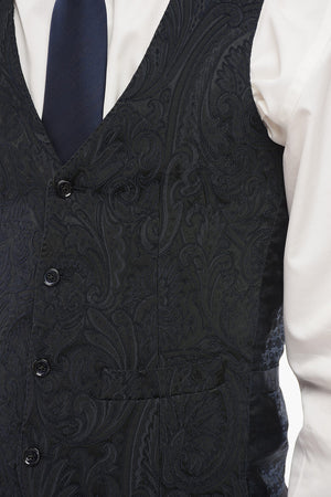 Damask Pattern Waistcoat with Welt Pockets