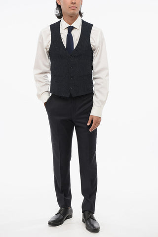 Damask Pattern Waistcoat with Welt Pockets