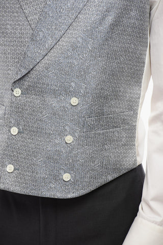 CODE Double-Breasted Silk-Blend Vest with Pattern and Peak Lapel