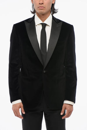 CODE Blazer Monopetto In Velluto Con Revers In Satin A Lancia